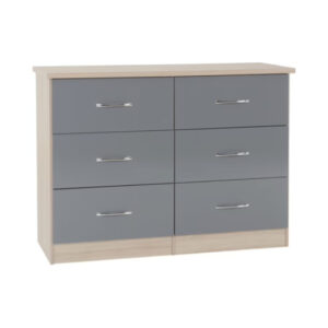 Nevada Grey High Gloss 6 Drawer Chest