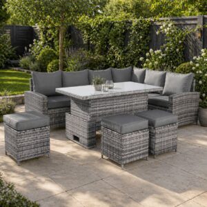 5 Piece Corner Rattan Outdoor Furniture Set