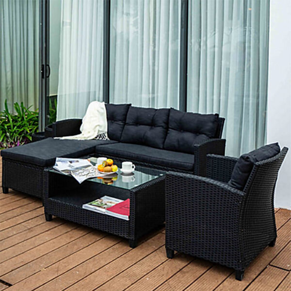 4 Piece Corner Rattan Outdoor Furniture Set - Image 2