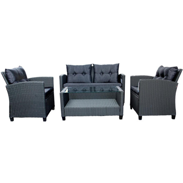 4 Piece Charcoal Rattan Outdoor Furniture Set - Image 2