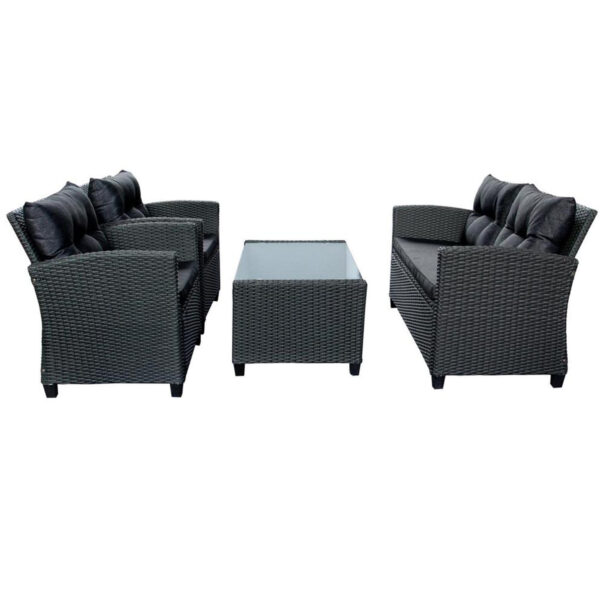 4 Piece Charcoal Rattan Outdoor Furniture Set - Image 3
