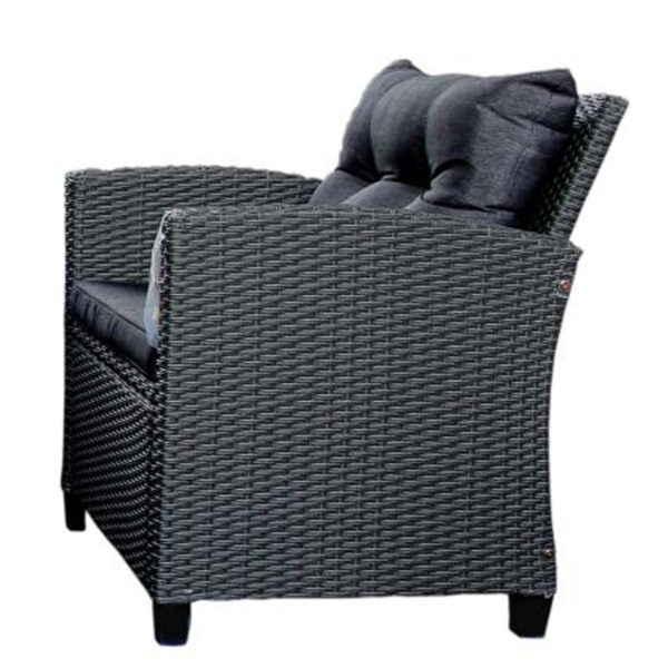 4 Piece Charcoal Rattan Outdoor Furniture Set - Image 4